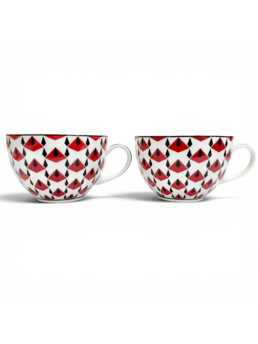 Prada Collection Porcelain Tea Cup Set Vienna Red Cup Saucer Tableware White